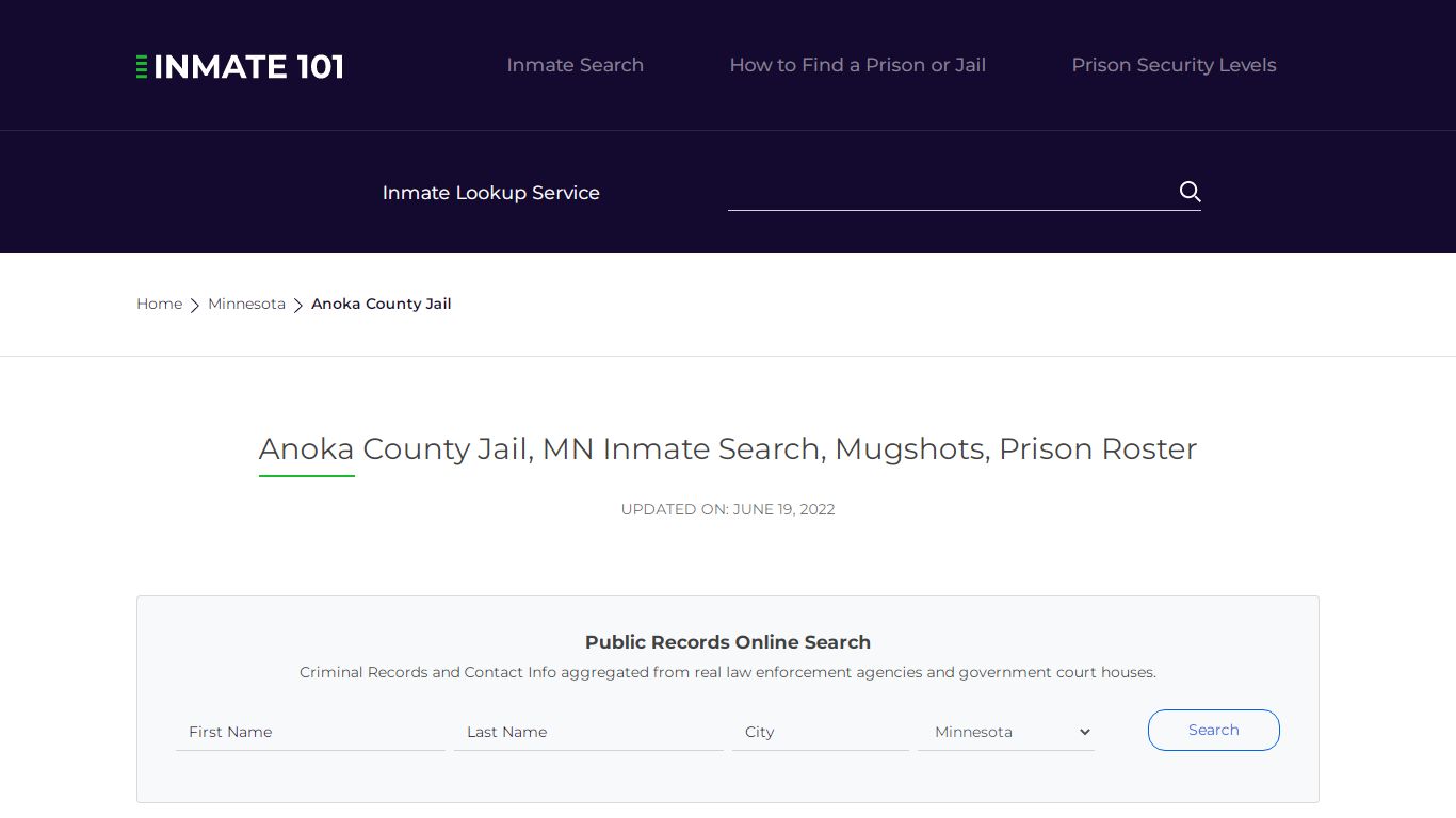 Anoka County Jail, MN Inmate Search, Mugshots, Prison ...