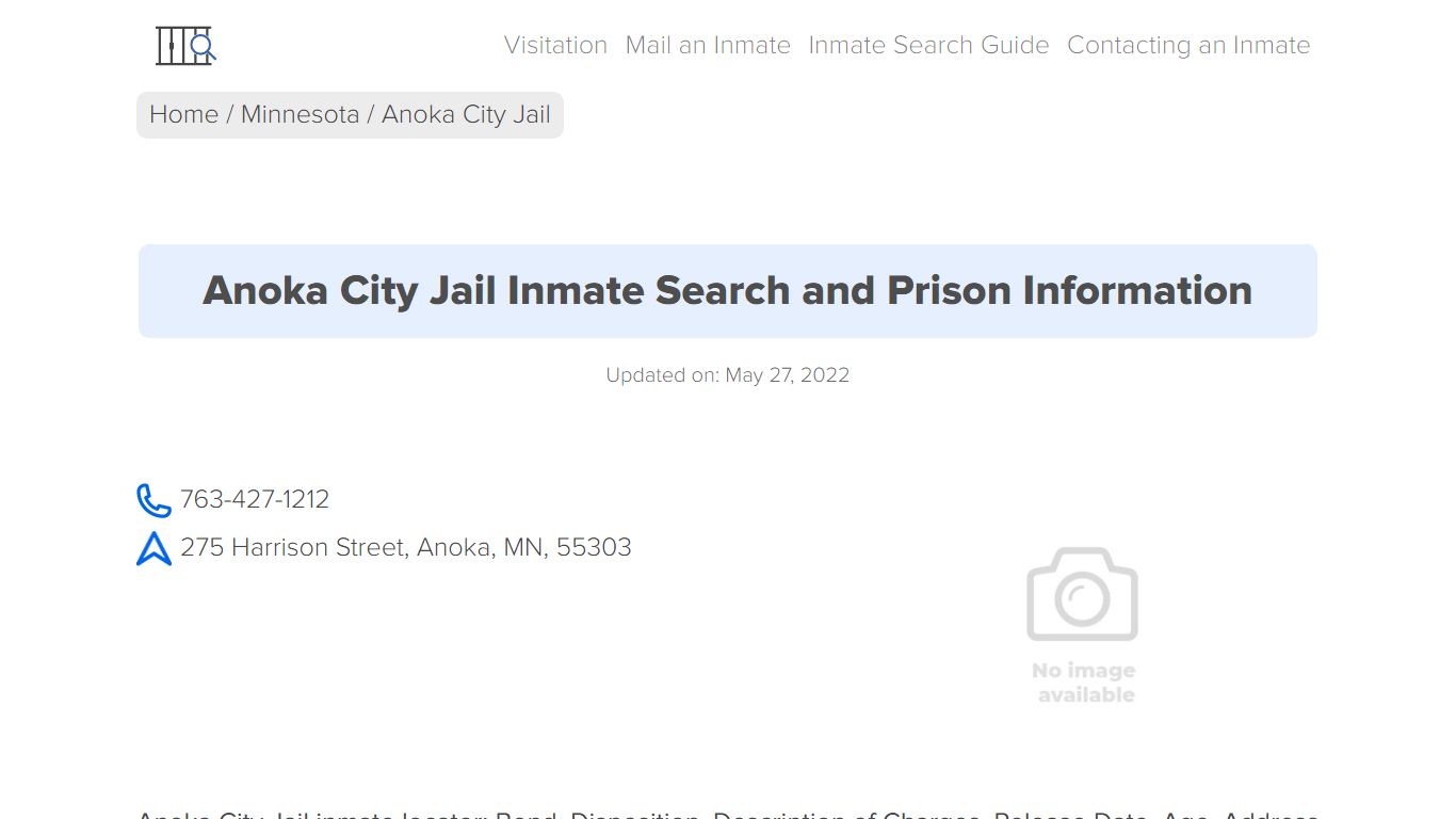 Anoka City Jail Inmate Search, Visitation, Phone no ...