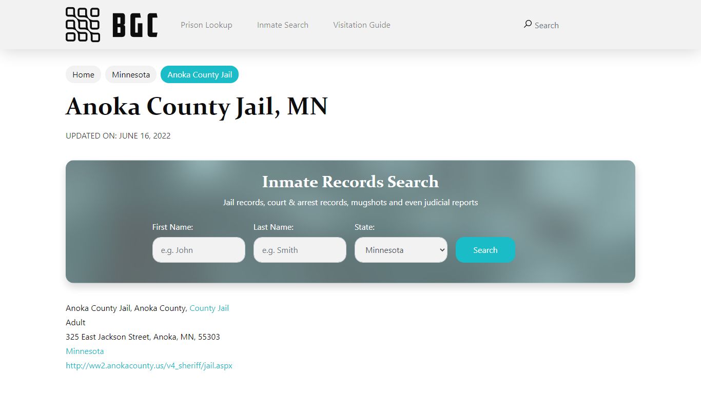 Anoka County Jail, MN Inmate Search, Mugshots, Visitation ...